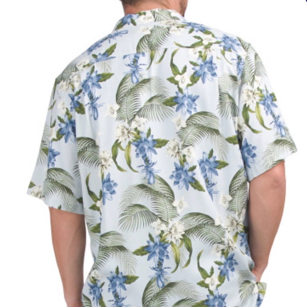 Tommy Bahama Men's XL 100% Silk Short Sleeve Hawaiian Floral Button-Up Shirt - Picture 2 of 16